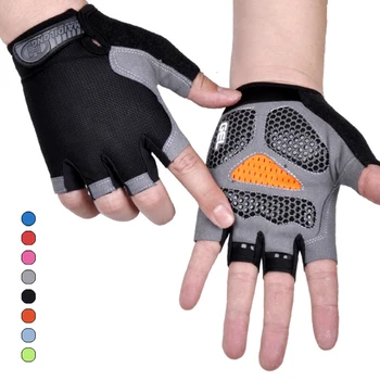 1 Пара велосипедных перчаток, мужские женские перчатки с полупальцами, дышащие спортивные перчатки, противоскользящие, защищающие от пота, противоударные велосипедные перчатки