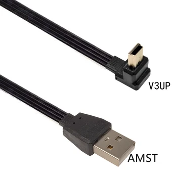 10 см 30 см 100 см Mini USB B Type 5-контактный Штекер с левым и правым углом наклона 90° к USB 2.0 плоский штекерный кабель для передачи данных 0,2 м 0,5 м