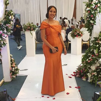 2023 Элегантное Оранжевое вечернее платье Русалки в Африканском стиле с бантом на одно плечо, атласные вечерние платья для выпускного вечера Vestidos De Fiesta