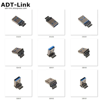 ADT-Link DIY Угловой Разъем USB 3,0 USB A Тип Мужской Женский Сварочный Адаптер 13 точек S1 S2 S3 S4 TX-TX/TX-RX