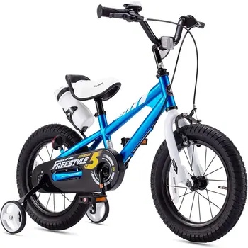 BMX Freestyle 12-дюймовый Детский велосипед Синего цвета с Двумя Ручными Тормозами, Амортизация Велосипеда, Высокая Несущая способность, Портативный Комфорт