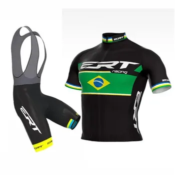 ERT Комплект Велосипедной Майки Brazil Pro Team Одежда Летняя Мужская Велосипедная Рубашка Гелевая Прокладка Нагрудник Шорты Костюм MTB Bike Kit Ciclismo Maillot