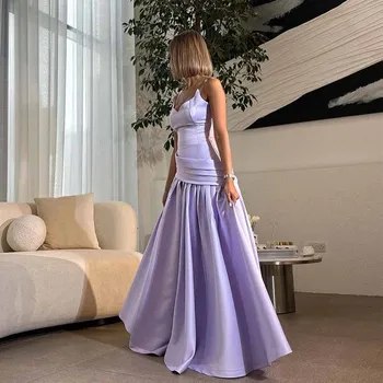 GIOIO Sweetheart Роскошные вечерние платья в складку фиолетового цвета без рукавов, длиной до пола, элегантные платья для выпускного вечера, вечерние женские