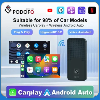 Podofo CarPlay Android Автоматический беспроводной адаптер Apple CarPlay Ai Box USB Type-C Ключ для Audi VW Benz Honda Ford