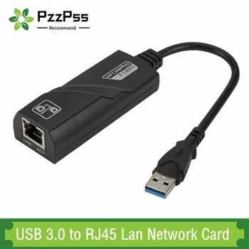 PzzPss Проводной USB 3,0 к сетевой карте локальной сети RJ45 10/100/1000 Мбит/с Ethernet Адаптер Для Портативных ПК Macbook Windows 7 8 10