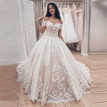 Бальное платье Принцессы, Свадебное платье 2023, vestido de noiva, Халат с открытыми плечами, Свадебное Платье с Кружевными Аппликациями, Плюс Размер