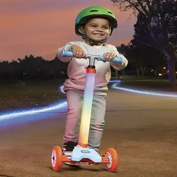 Восхитительный 3-колесный самокат с красочными световыми узорами для детей в возрасте 3-7 лет