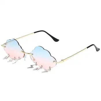 Женские солнцезащитные очки, красочные Анти-УФ-облака, Индивидуальность, Нерегулярные Летние Очки для вечеринок, Для Путешествий, Градиентные линзы без оправы Для девочек