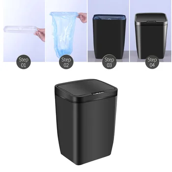 Индуктивное мусорное ведро 12Л, Индукционное мусорное ведро большой емкости, Автоматическое Мусорное ведро, Квадратное мусорное ведро с крышкой для домашней кухни