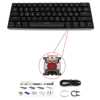 Механическая клавиатура 60% RGB, 61 клавиша USB для игровой клавиатуры Gateron Optical с возможностью горячей замены, полностью RGB Type-C