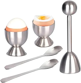 Набор яичных Крекеров для яиц вкрутую с держателем сепаратора включает в себя 1 Яйцерезку для удаления скорлупы 2 Чашки 2 ложки и 1 Сепаратор