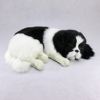 новая имитация спящей собаки из пластика и меха, черно-белая модель собаки в подарок, около 36x25x14 см a81