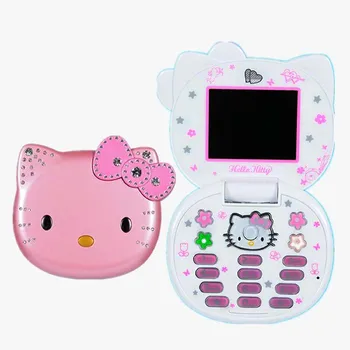 Новый Горячий Sanrio Маленький Мобильный Телефон Kawaii Hello Kitty Флип Мобильный Телефон Мультфильм Милый Студенческий Детский Мини Мобильный Телефон Подарок Для Девочки