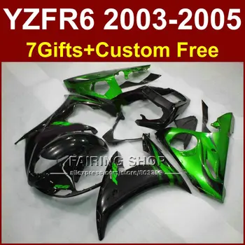 Персонализированные запчасти для ремонта кузова YAMAHA r6 комплект обтекателей 03 04 05 Мотоциклетные зеленые черные комплекты обтекателей YZF R6 2003 2004 2005 WG5