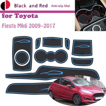 Резиновый Дверной Паз Коврик для Ford Fiesta Mk6 ST 2009 ~ 2017 2010 2011 Чашка Подушка Ворота Слот Подставка Внутренняя Пылезащитная Накладка Авто