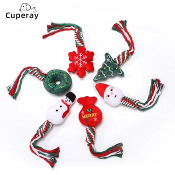 Рождественская игрушка для собак, милая плюшевая игрушка для маленьких средних больших собак, Жевательные игрушки для агрессивных собак, Снежинка Санта-Клауса