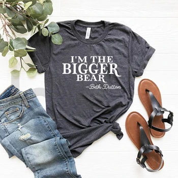 Рубашка I'm The Bigger Bear, Рубашка Beth Dutton, Вдохновленная Рубашкой Beth Dutton, Рубашка с цитатами Beth Dutton, Рубашка Dutton Ranch, Топы в стиле Кантри