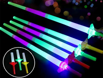 Светодиодные мечи, Расширяемые Лазерные сабли, светящиеся в темноте, Мини-светящиеся палочки, [10 упаковок], 4 секции, 4 цвета, мигающий неон, Бесплатная доставка