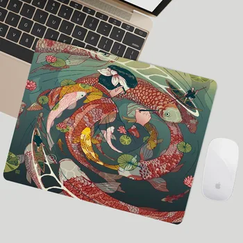 Японские коврики для мыши для беспроводной мыши с милой забавной рыбкой Инь Ян Кои и вишневым цветом для женщин, подарки, маленькие