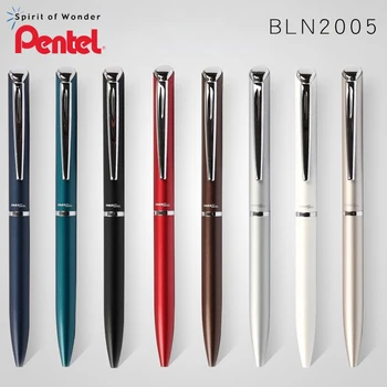 1 шт. Гелевая ручка с металлическим стержнем Pentel BLN2005, вращающаяся быстросохнущая Шариковая ручка, Подарочная коробка, Гладкая Вода, черные чернила 0,5 мм