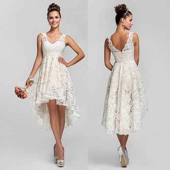 2023, кружевные пляжные свадебные платья с высокой посадкой, Дешевые свадебные платья, греческое асимметричное Vestido De Noiva, винтажное