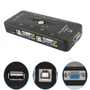4-портовый KVM-переключатель USB HDMI KVM Switch Box 4 В 1 Из 4K 1080P VGA Разветвитель Четыре Хоста Одна Клавиатура Мышь Общий дисплей