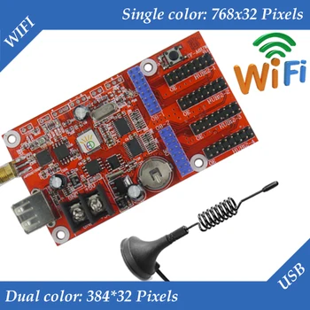 5 шт./лот, карта управления светодиодным дисплеем TF-A6UW, контроллер связи WIFI + USB