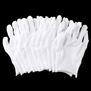 6 Пар Белых Хлопчатобумажных Перчаток Мягкие Тонкие Перчатки для защиты рук Рабочие Перчатки Легко моющиеся От пыли Многофункциональные для работы в домашних условиях