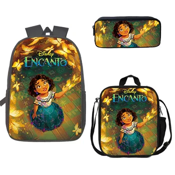 Disney New Boy Girl, детские школьные сумки для книг, сумка на плечо из трех предметов, школьная сумка Encanto, Студенческие рюкзаки, набор сумок для карандашей