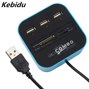 kebidu 2,0 480 Мбит/с Кард-ридер Мульти USB-Концентратор USB-Разветвитель 3 Порта Комбинированная поддержка MS M2 SD MMC TF для Apple Macbook Air 05