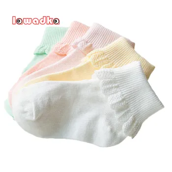 Lawadka 10 шт./лот = 5 пар хлопчатобумажных детских носков, Модные спортивные короткие носки для маленьких девочек