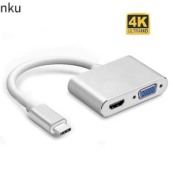 Nku USB C Док-станция Thunderbolt 3 Type-C Для 4K HDMI-Совместимый Кабель-конвертер VGA 2 Порта Разветвитель Концентратор Адаптер для Macbook PC DP ALT