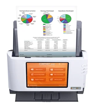Plustek eScan Корпоративный сетевой сканер документов, беспроводной высокоскоростной с 7-дюймовым сенсорным экраном Простое развертывание в масштабе для офиса