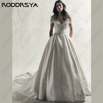 RODDRSYA/Свадебное платье Принцессы Для женщин, Свадебные платья Трапециевидной формы без рукавов, Иллюзия, Vestidos De Novia на пуговицах сзади