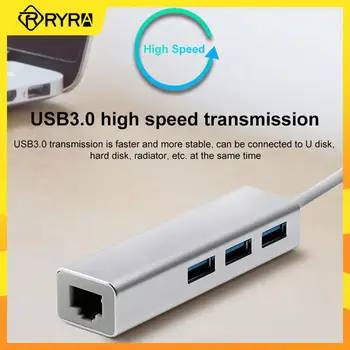 RYRA USB Type C К Ethernet RJ45 Адаптер 3 Порта USB 100/1000 Мбит/с Ethernet Адаптер Сетевая карта USB Lan Для Macbook Windows