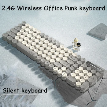 Беспроводная клавиатура с 80 клавишами, Тонкопленочная клавиатура Mini Punk Bluetooth 2.4G, Беспроводной Офисный компьютер, немой набор текста с USB-зарядкой