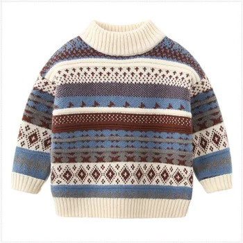 Детский осенне-зимний пуловер, свитер, детская одежда Корейского производства, утолщенный детский свитер для мальчиков, вязаная одежда на 8-12 лет