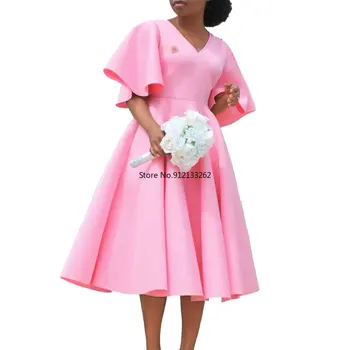 Женское платье с V-образным вырезом и расклешенными рукавами Трапециевидной формы, плиссированные качели, Элегантное Стильное женское Платье для летнего Скромного подиума, Роскошный дизайнер 2023