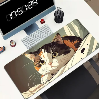 Коврик для мыши Cute Cat Gamer Cabinet Компьютерный Стол Клавиатура Настольные Аксессуары Kawaii Нескользящий Коврик Для Мыши Pc Gaming Xxl Мыши
