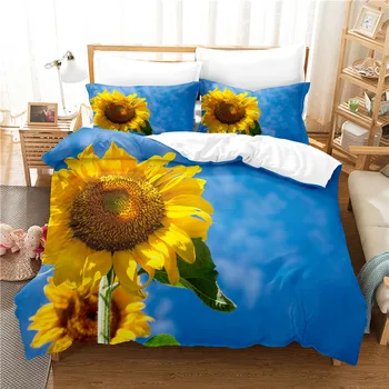 Комплект постельного белья Sunflower, Комплект пододеяльников, Постельное белье с 3D цифровой печатью, Комплект постельного белья размера 