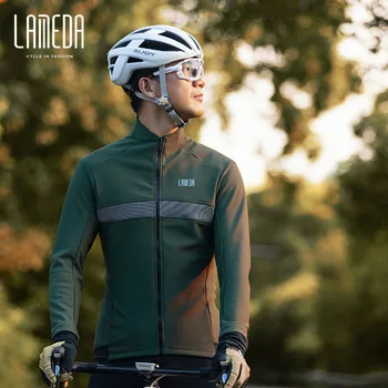 Мужская велосипедная куртка LAMEDA, зимняя термальная ветрозащитная дышащая ветровка Softshell, велосипедная одежда, велосипедный трикотаж, водонепроницаемая