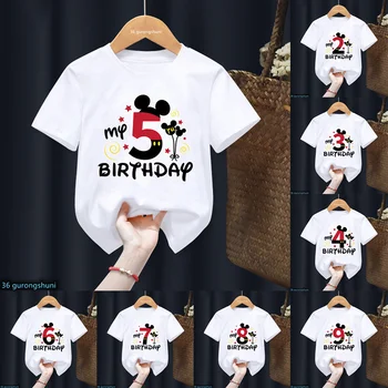 Новая Милая футболка с Рисунком Мышки на День Рождения My 2, 3-10, Подарок на День Рождения, Детская одежда с мультяшным принтом, Футболка Для мальчиков и Девочек, Футболки, Топы, Прямая поставка
