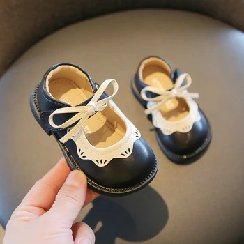 Новая обувь для девочек, Детская обувь на мягкой подошве для малышей 1-3 лет, Детская обувь Принцессы, Демисезонные тонкие кожаные туфли