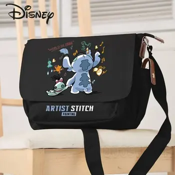 Новый студенческий рюкзак Disney Stitch's, мультяшная модная студенческая сумка на одно плечо, многофункциональная сумка-тоут большой емкости