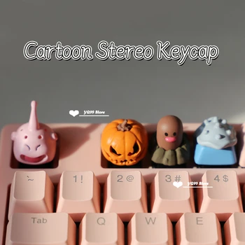 Персонализированные маленькие колпачки для ключей в виде тыквы с подсветкой, мультяшный стерео колпачок для механической клавиатуры Cherry MX, подходящий для игры в ESC KeyCap