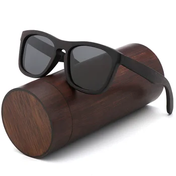 Ретро мужские поляризованные женские солнцезащитные очки из черного дерева Детские пары солнцезащитные очки ручной работы UV400 в бамбуковой деревянной коробке