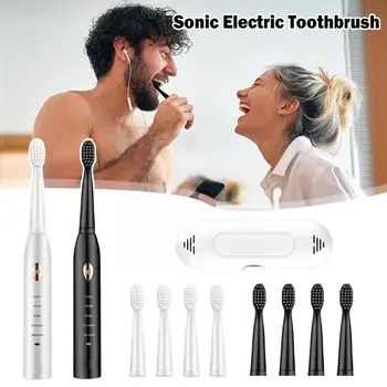 Ультразвуковая Электрическая зубная щетка Перезаряжаемая Зубная щетка Электронный Таймер для чистки зубов, отбеливающие щетки Для взрослых, моющиеся O7Z5