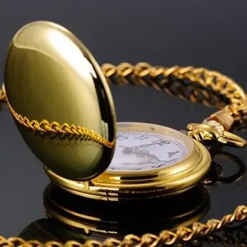 Унисекс Ретро Гладкий круглый циферблат с арабскими цифрами, аналоговые кварцевые карманные часы на цепочке