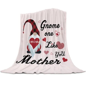 Флисовое покрывало для кровати, легкое, супер мягкое, с Гномом, Любящее тебя, мама, Красное Одеяло, Подарок для взрослых и детей, Уютный День матери